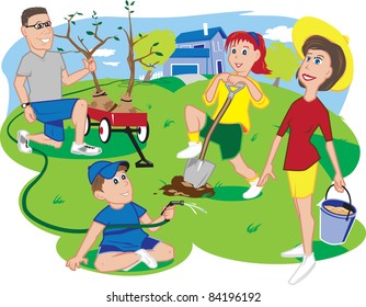 25,662 Cartoon kids planting trees Images, Stock Photos & Vectors ...