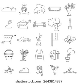Arbor Day Line Icons. Easy To Edit. EPS 10