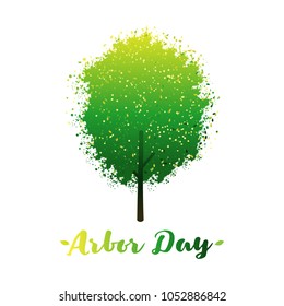 Arbor Day logo with tree.Isolated on white background. Vector illusrtation