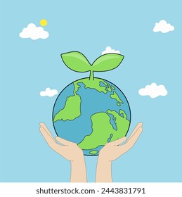 Arbor Day. Picture of a tree. Vector illustration for a holiday. Symbol of arboriculture, forests, agriculture. Space for text