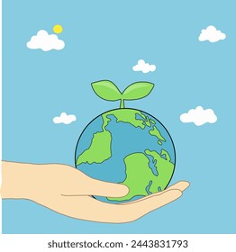 Arbor Day. Picture of a tree. Vector illustration for a holiday. Symbol of arboriculture, forests, agriculture. Space for text