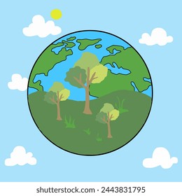 Arbor Day. Picture of a tree. Vector illustration for a holiday. Symbol of arboriculture, forests, agriculture. Space for text