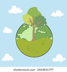 Arbor Day. Picture of a tree. Vector illustration for a holiday. Symbol of arboriculture, forests, agriculture. Space for text