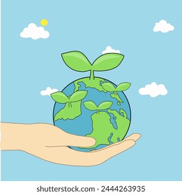 Arbor Day. Picture of a tree. Vector illustration for a holiday. Symbol of arboriculture, forests, agriculture. Space for text