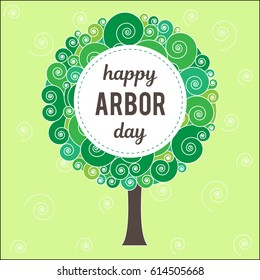 Arbor Day. Picture of a tree. Vector illustration for a holiday. Symbol of arboriculture, forests, agriculture. Space for text