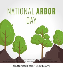 Día de Arbor. Vector de plantas y árboles. Ilustración de vectores del Día Nacional del Árbol. Adecuado para tarjetas de felicitación, afiches y pancartas