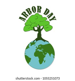   Arbor Day of a tree with roots and leaves. Vector illustration