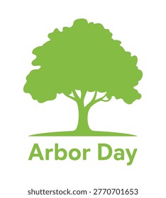 arbor day tree silhouette green nature eco environment growth concept minimal flat vector illustration