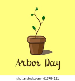 Arbor Day vector illustration with oak-tree leaves and acorns on background