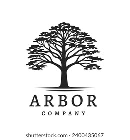 Arbor garden tree logo template design. Tree of life symbol. Organic nature icon. Natural plant emblem. Vector illustration.