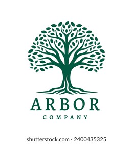 Arbor garden tree logo template design. Tree of life symbol. Organic nature icon. Natural plant emblem. Vector illustration.