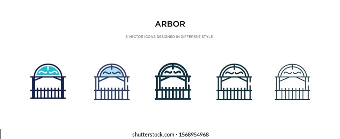 Arbor Icon In Different Style Vector Illustration. Two Colored And Black Arbor Vector Icons Designed In Filled, Outline, Line And Stroke Style Can Be Used For Web, Mobile, Ui