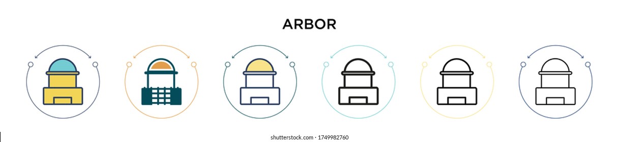 Arbor icon in filled, thin line, outline and stroke style. Vector illustration of two colored and black arbor vector icons designs can be used for mobile, ui, web