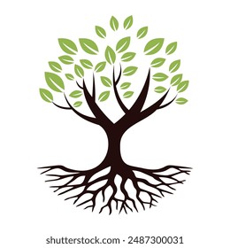 Arbor tree logo mark design. Organic nature icon. Natural plant emblem. Tree of life symbol. Vector illustration.
