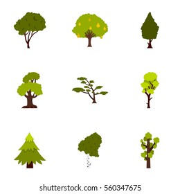 Arboreal plant icons set. Flat illustration of 9 arboreal plant vector icons for web