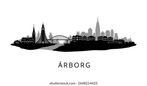 Arborg Manitoba Skyline with Black Silhouette, and Canada.