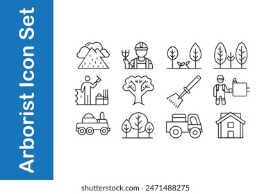 Arborist Icon Set with editable vector.  