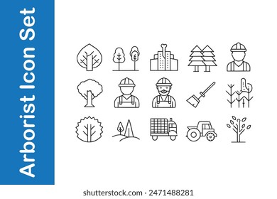 Arborist Icon Set with editable vector.  