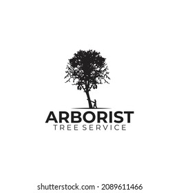 Arborist tree cutter vector logo design