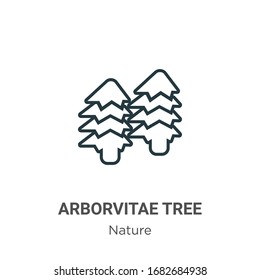 Arborvitae tree outline vector icon. Thin line black arborvitae tree icon, flat vector simple element illustration from editable nature concept isolated stroke on white background