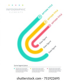 Infografía de gráfico de histograma de negocios de 3 pasos de arco. Crook Elementos de gráficos de barras corporativos. Plantilla de diapositivas de presentación de diagrama de empresa. Diseño gráfico de información de Vector.