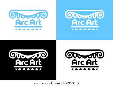 "Arc Art" Logo. Simplified graphic representation of antique greek ionic column. Logo design on the Architectural theme.