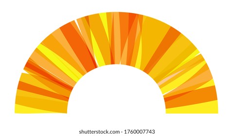 Arc of circle made of superposed yellow and orange bands