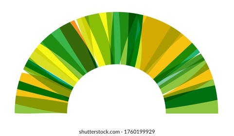 Arc of circle made of superposed yellow and green bands