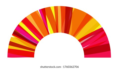 Arc of circle made of superposed yellow and red bands