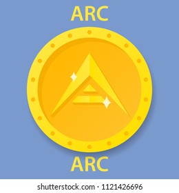ARC Coin cryptocurrency blockchain icon. Virtual electronic, internet money or cryptocoin symbol, logo