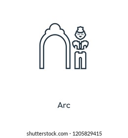 Arc concept line icon. Linear Arc concept outline symbol design. This simple element illustration can be used for web and mobile UI/UX.