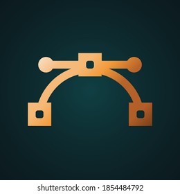 Arc curve tool icon vector. Gradient gold concept with dark background