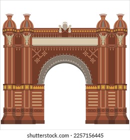 Arc de Triomph on white background in Barcelona, Spain