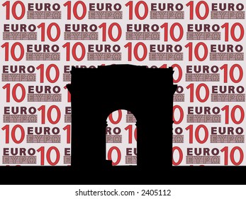 Arc de Triomphe against ten euro note