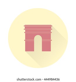 Arc de Triomphe, Arch of Triumph icon with long shadow. Vector illustration