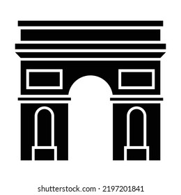 Arc de Triomphe black icon. Suitable for website, content design, poster, banner, or video editing needs