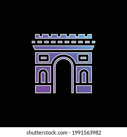 Icono de vector de gradiente azul Arc De Triomphe