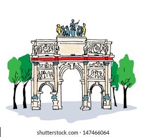 Arc de Triomphe du Carrousel in Paris, France.