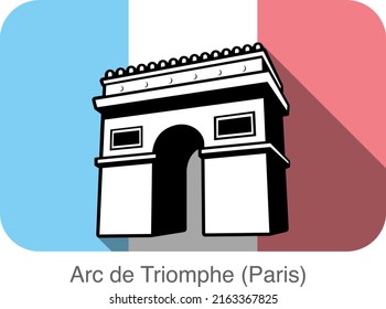 Arc De Triomphe famous landmark flat icon design