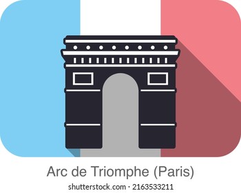 Diseño de icono plano de referencia famoso en Arc De Triomphe