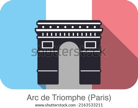 Arc De Triomphe famous landmark flat icon design