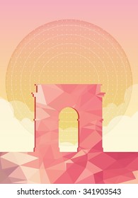 Arc De Triomphe, Famous world landmark, Paris, vector illustration