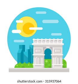 Arc de Triomphe flat design illustration vector