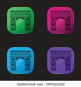 Arc De Triomphe icono de botón de cuatro colores de vidrio
