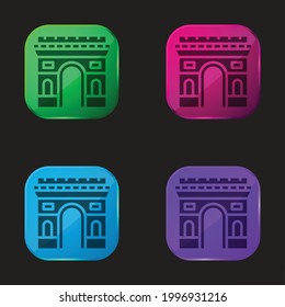 Arc De Triomphe four color glass button icon