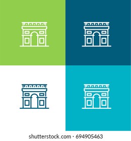 Arc de triomphe green and blue material color minimal icon or logo design