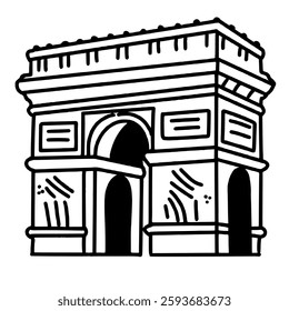 Arc de Triomphe Hand drawn line art Paris Illustration