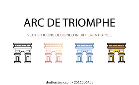 Arc De Triomphe icon design with white background stock illustration