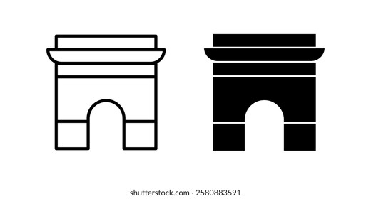 arc de triomphe Icon set. Symbol isolated white background. vector illustration. color editable.