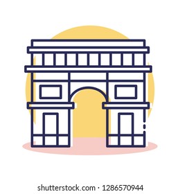 Arc de Triomphe Icon - Travel and Destination with Outline Style